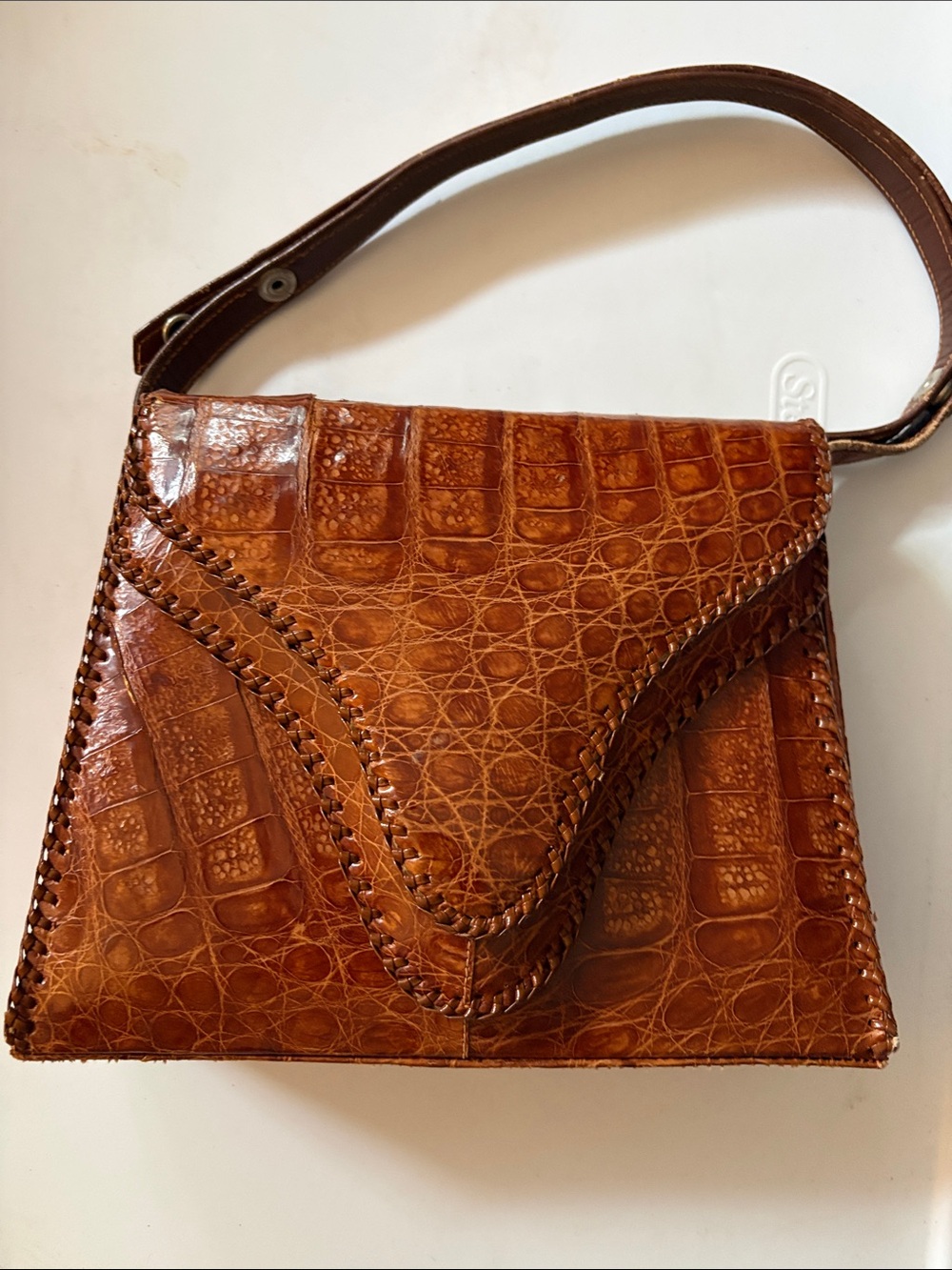 Brown Crocodile Shoulder Bag